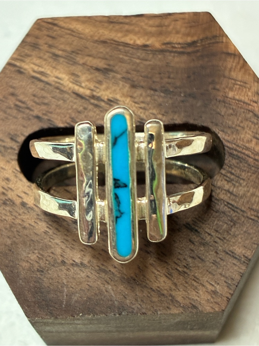 Sterling Silver Turquoise Inlay Women's Statement Ring 8